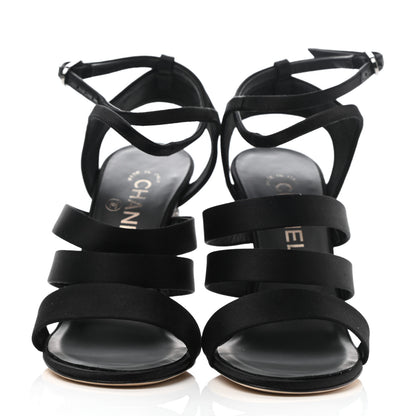 Chanel Satin Crystal Snake Sandals 37 Black 2 of 7