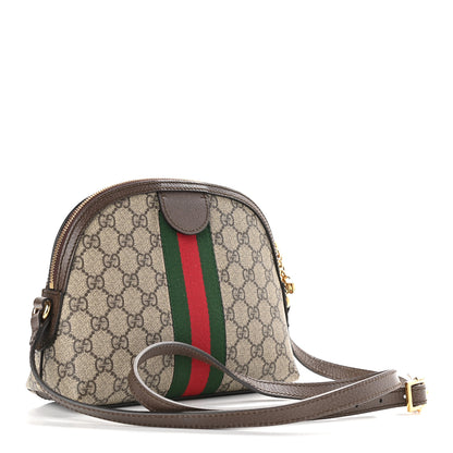 Gucci GG Supreme Monogram Textured Dollar Calfskin Web Small Ophidia Dome Shoulder Bag Beige Ebony New Acero 3 of 10