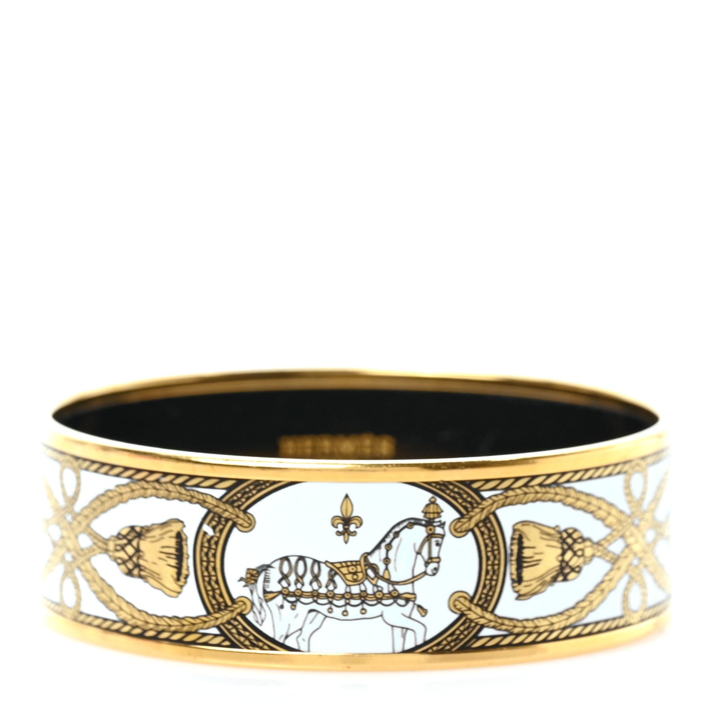 Enamel Printed Wide Grand Apparat Bracelet White