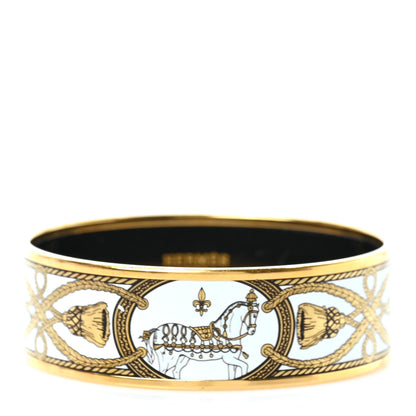 Hermes Enamel Printed Wide Grand Apparat Bracelet White 1 of 5