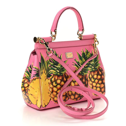 Dolce & Gabbana Dauphine Pineapple Print Small Miss Sicily Satchel Rosa 3 of 9