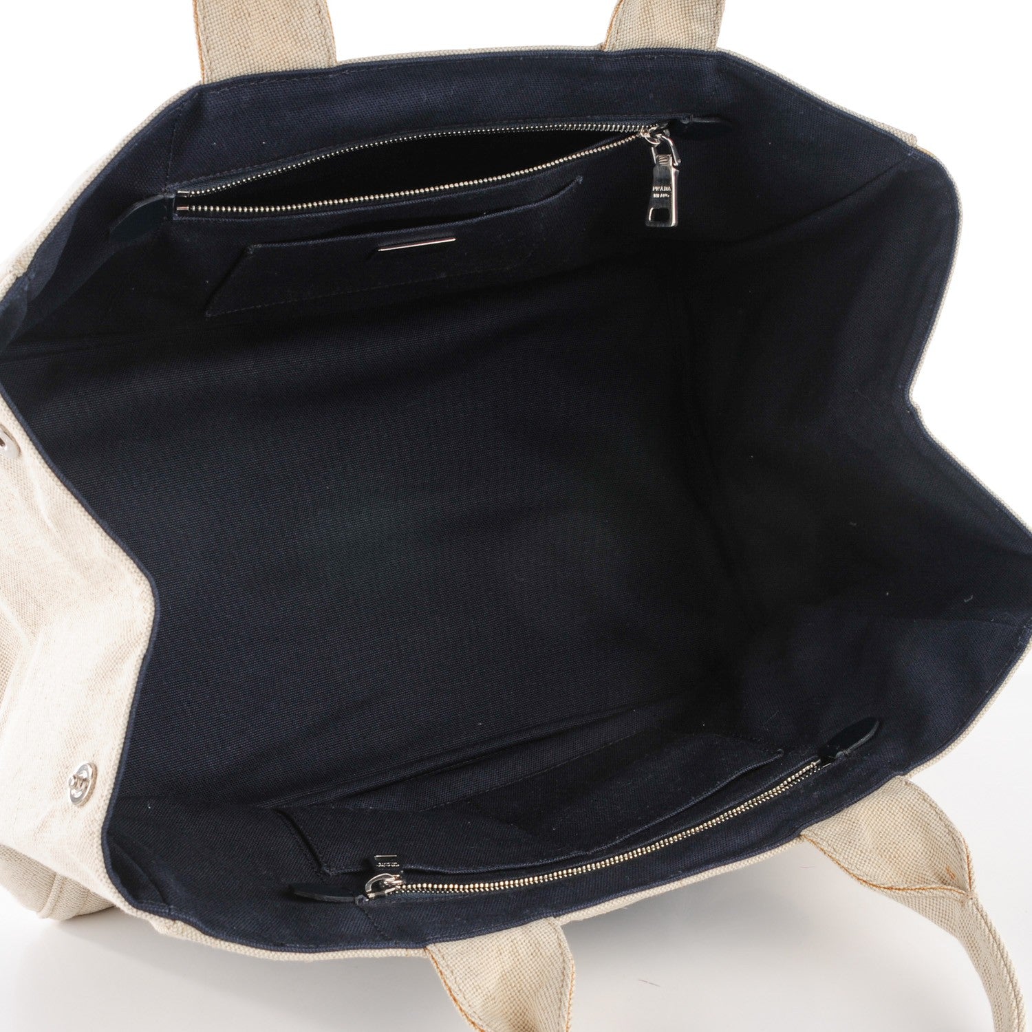 Prada Canvas Canapa Flower Pattern Tote Beige 6 of 10