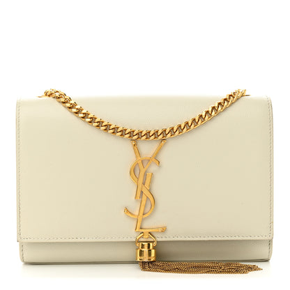 Saint Laurent Grain De Poudre Small Classic Monogram Kate Tassel Satchel Blanc Vintage 1 of 10