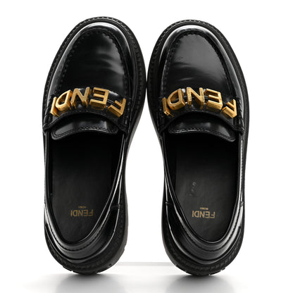 Fendi Vitello Abrasivato Fendigraphy 50mm Loafers 36 Black 2 of 15