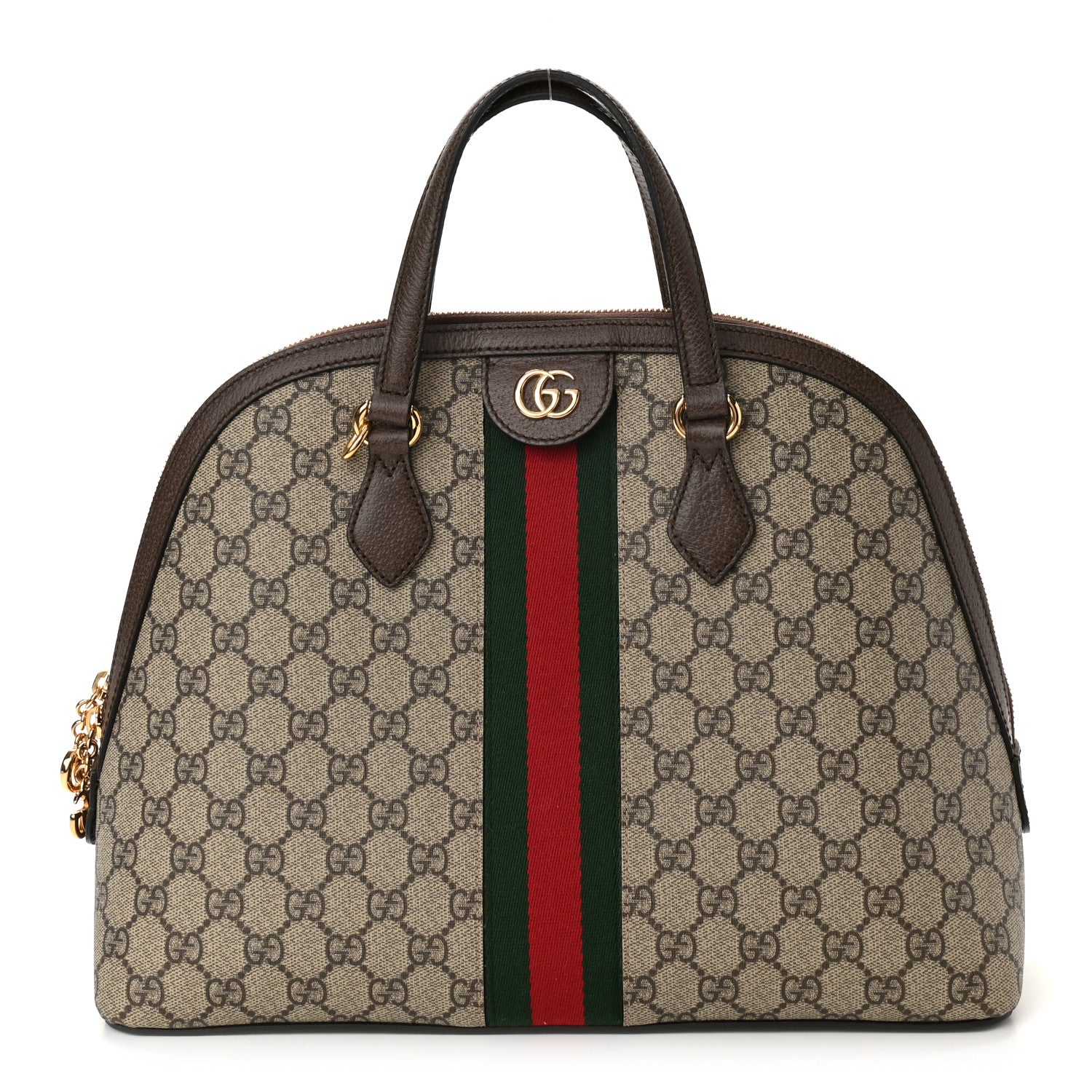 Gucci GG Supreme Monogram Web Medium Ophidia Top Handle Dome Bag Brown 1 of 9