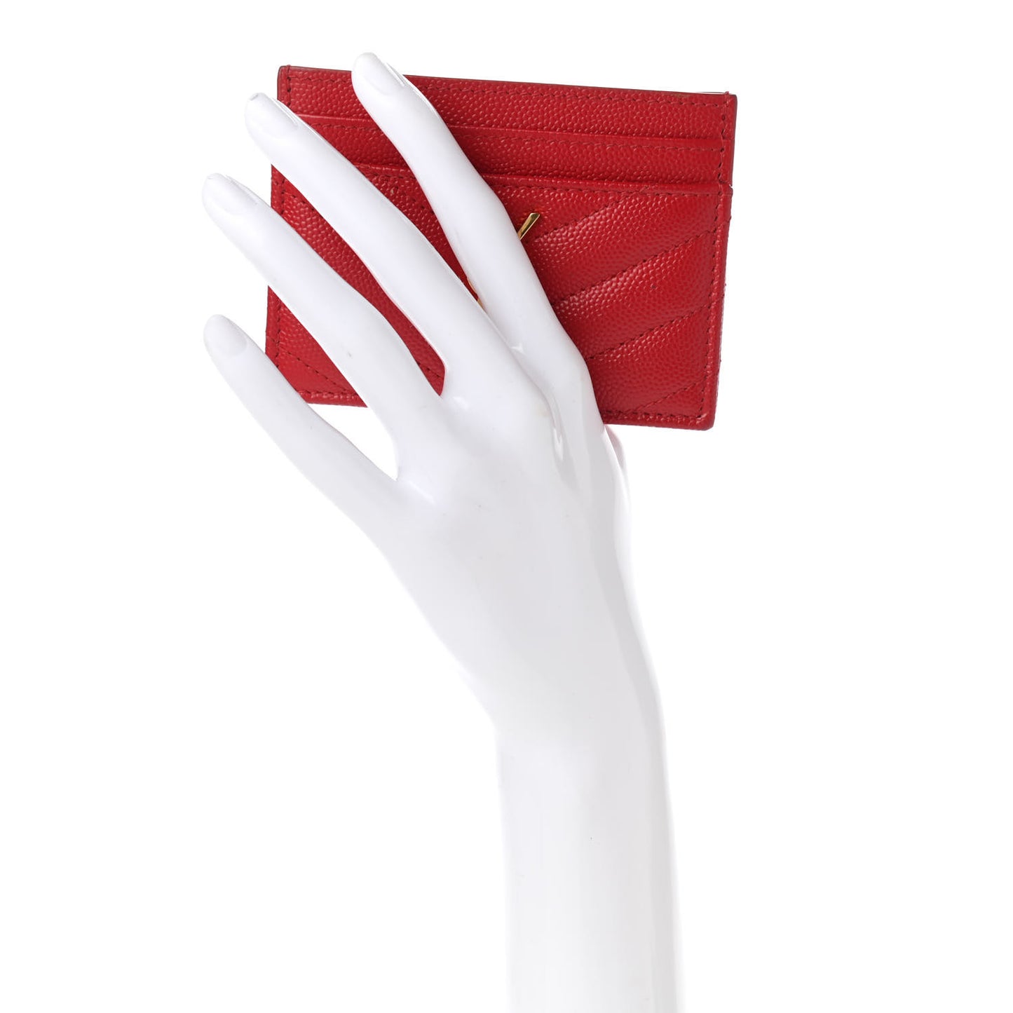 Grain De Poudre Matelasse Chevron Monogram Credit Card Case Bandana Red