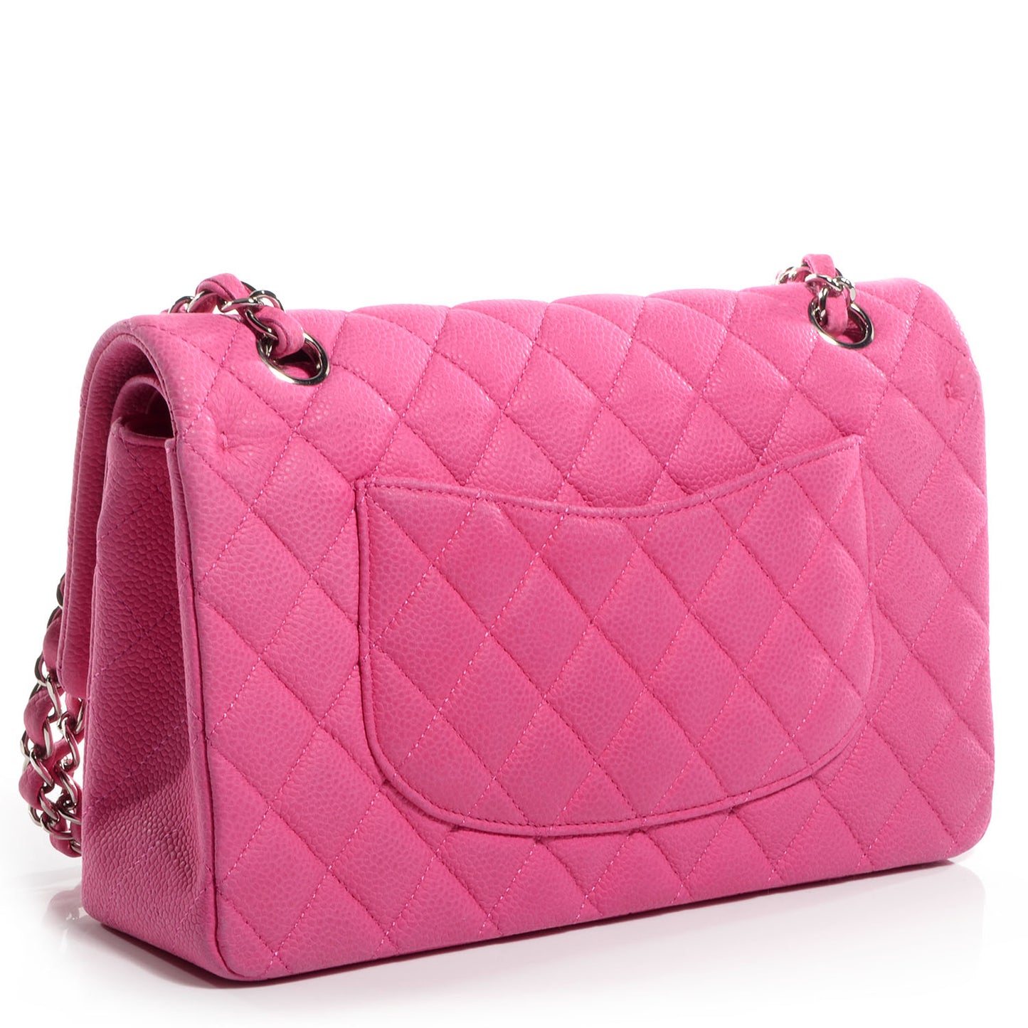Iridescent Caviar Quilted Medium Double Flap Pink