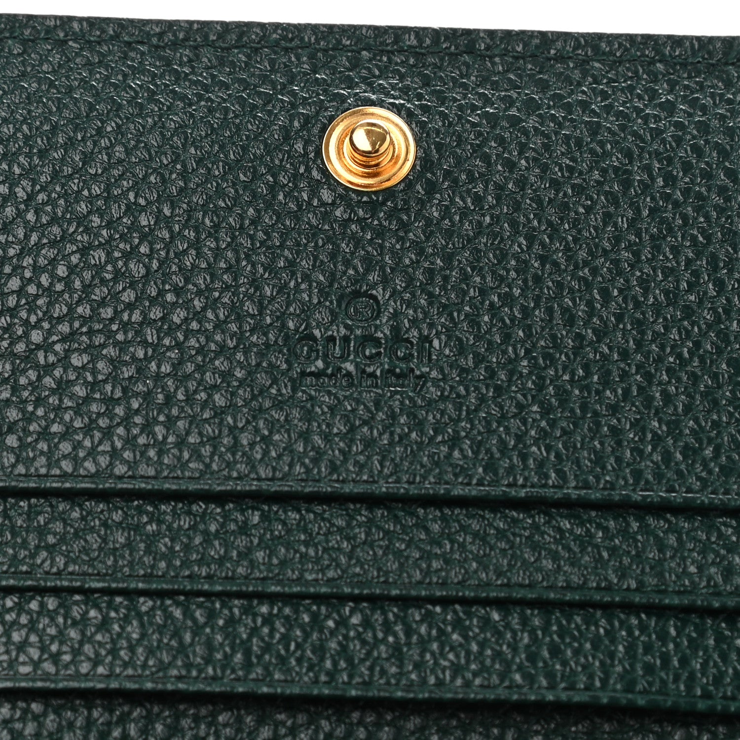 Gucci Grainy Calfskin Zumi Chain Card Case Wallet Vintage Green 6 of 8