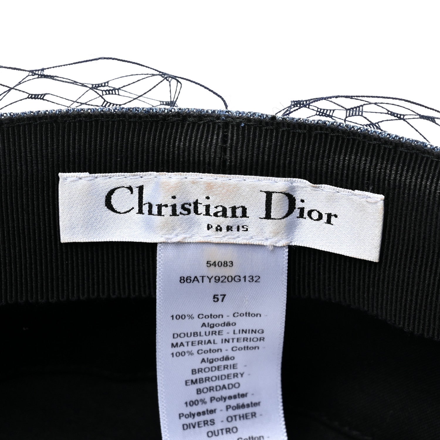 Christian Dior Denim Arty Veil Cap 57 Blue 7 of 7