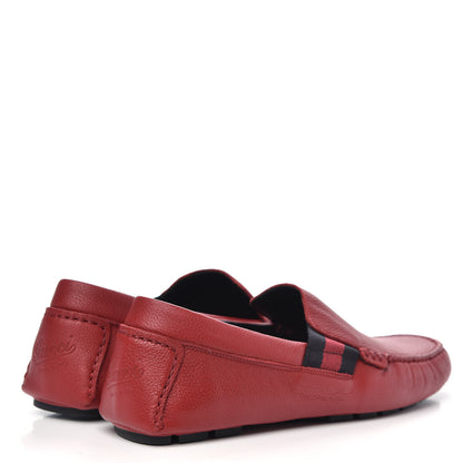 Gucci Calfskin Web Mens Driver Loafers 7.5 Red 4 of 10