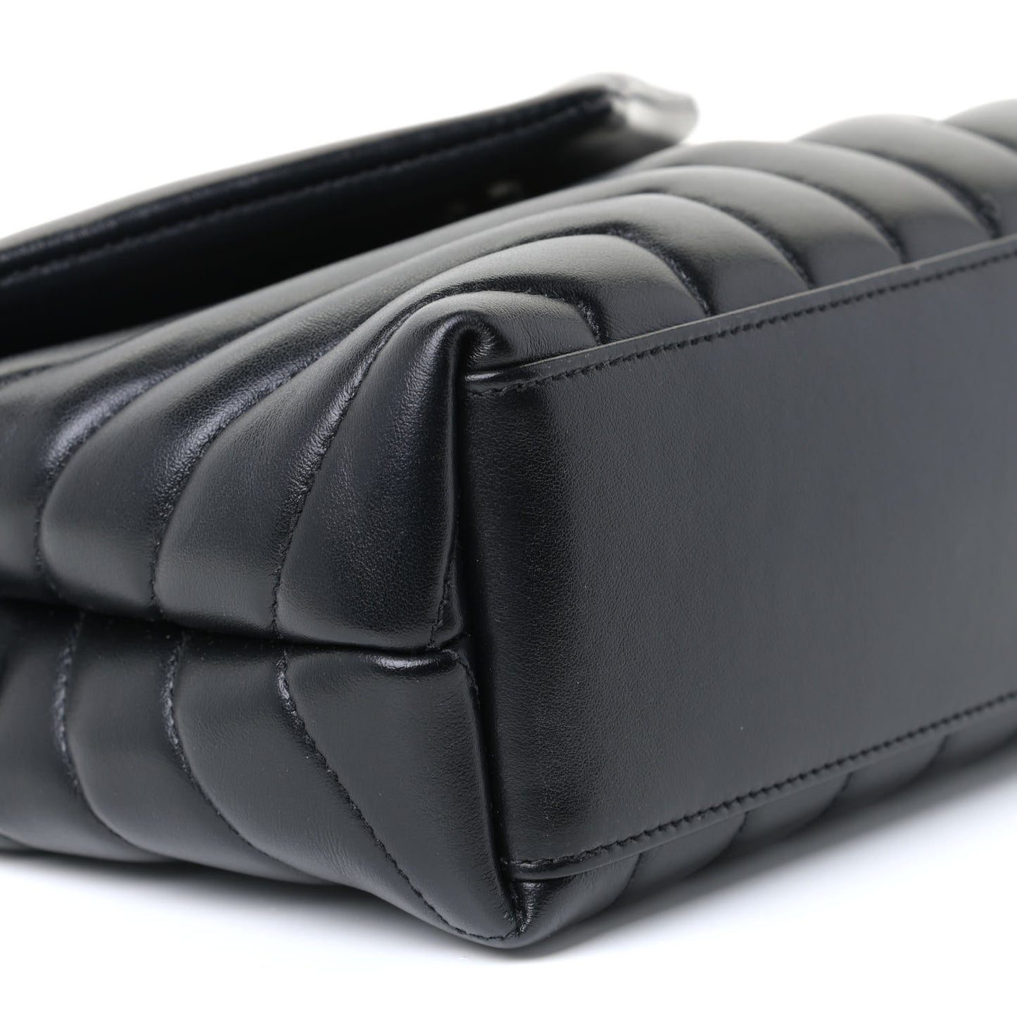 Calfskin Y Quilted Monogram Small Loulou Chain Satchel Black