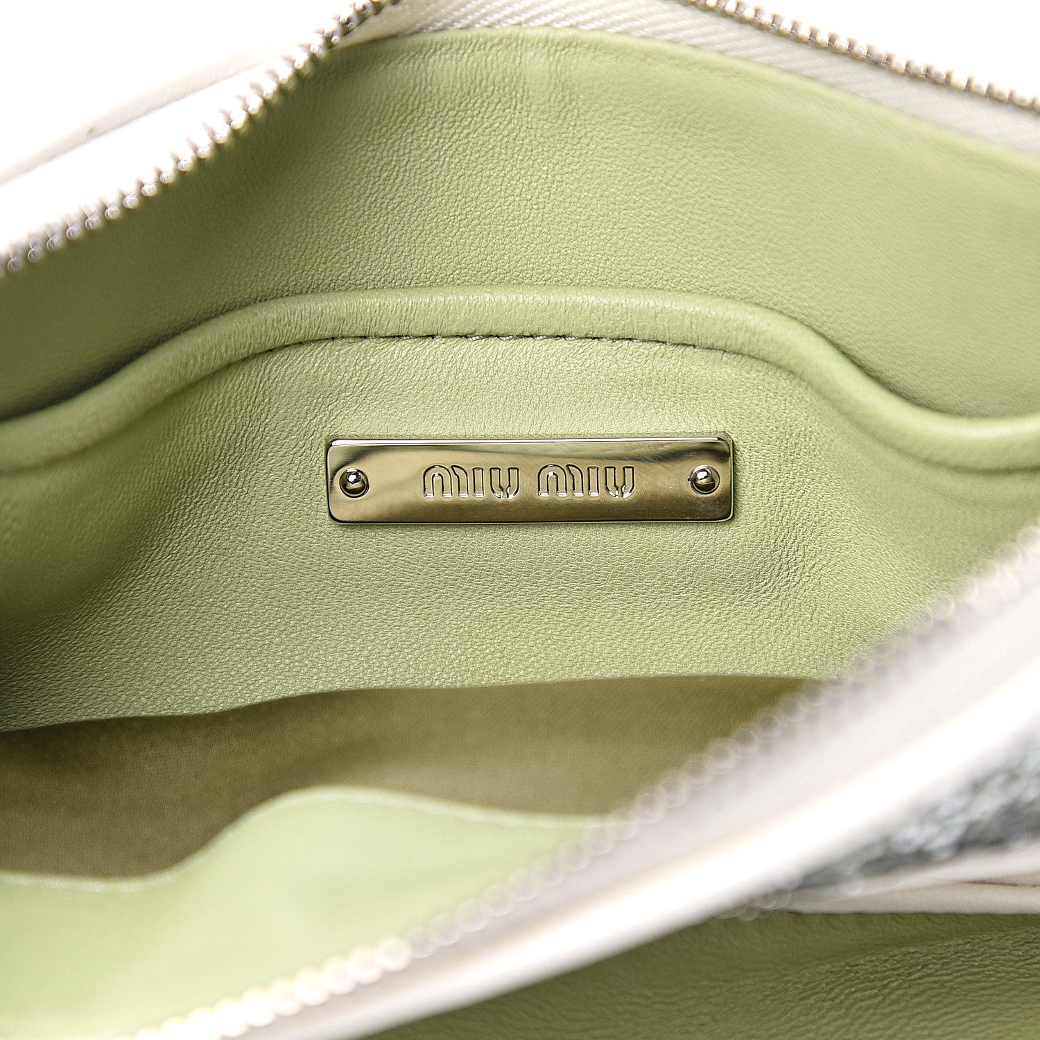 Miu Miu Nappa Glitter Clutch Wristlet Pistacchio Bianco 5 of 6