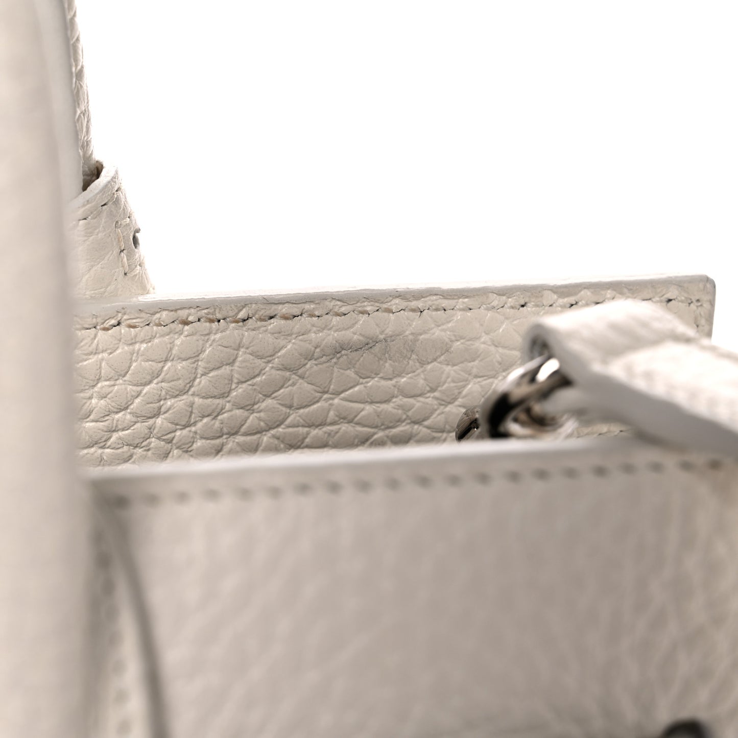 Grained Calfskin Nano Sac de Jour Dove White