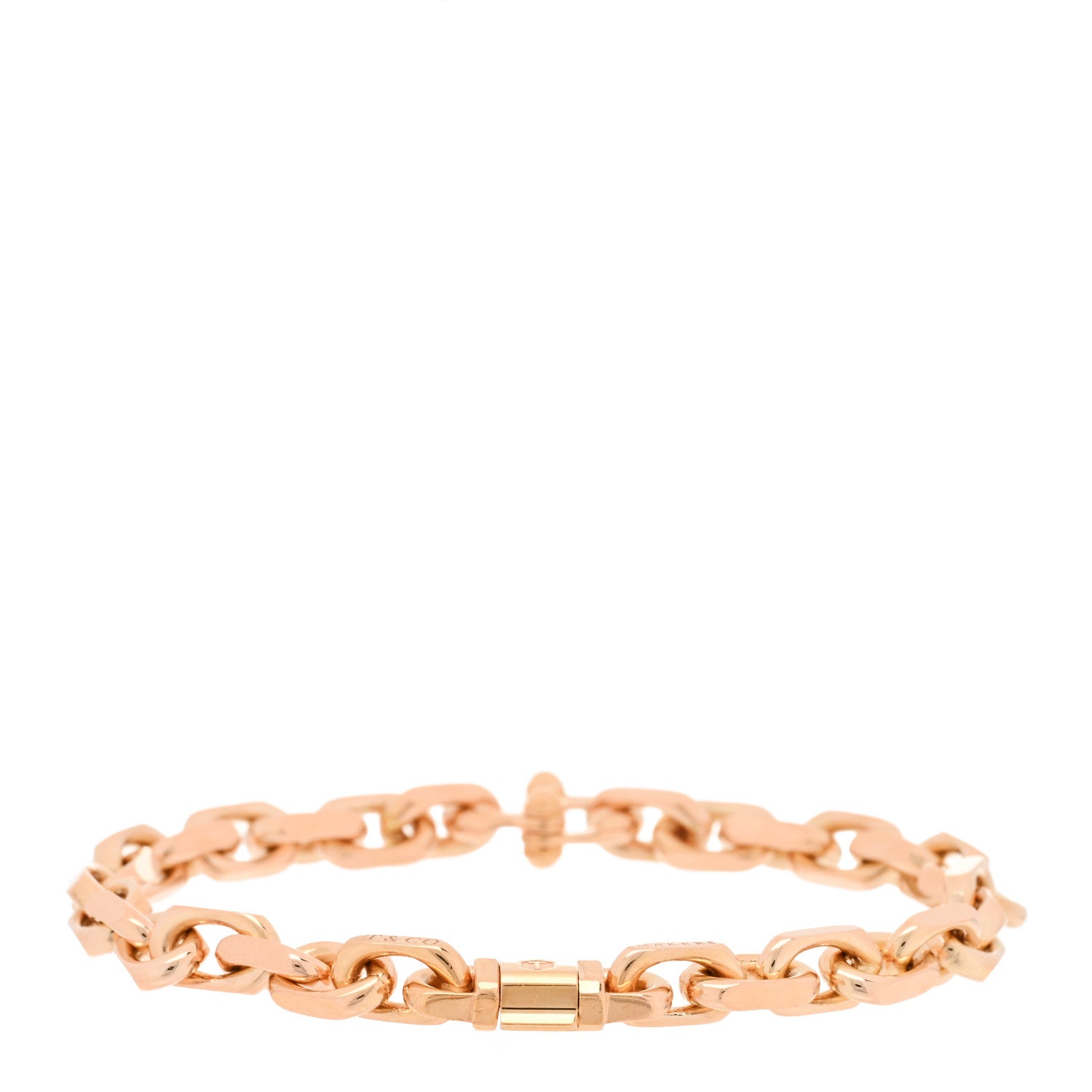 Tiffany 18K Rose Gold Narrow 1837 Makers Chain Bracelet 2 of 4
