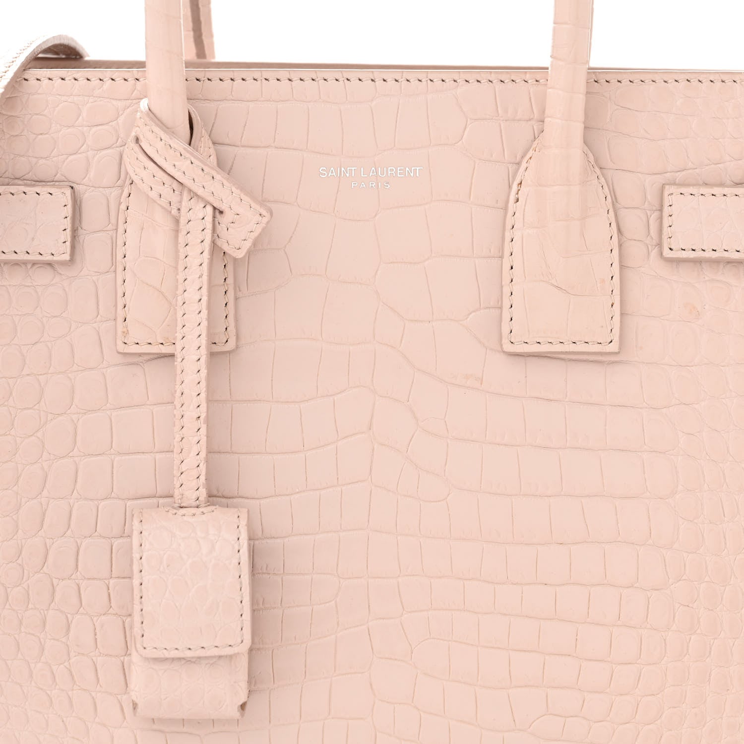 Saint Laurent Calfskin Crocodile Embossed Baby Sac De Jour Rose Antic 8 of 14