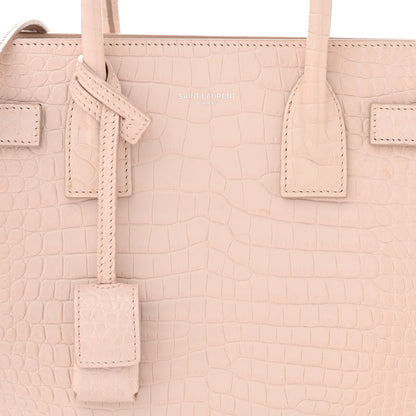 Saint Laurent Calfskin Crocodile Embossed Baby Sac De Jour Rose Antic 8 of 14