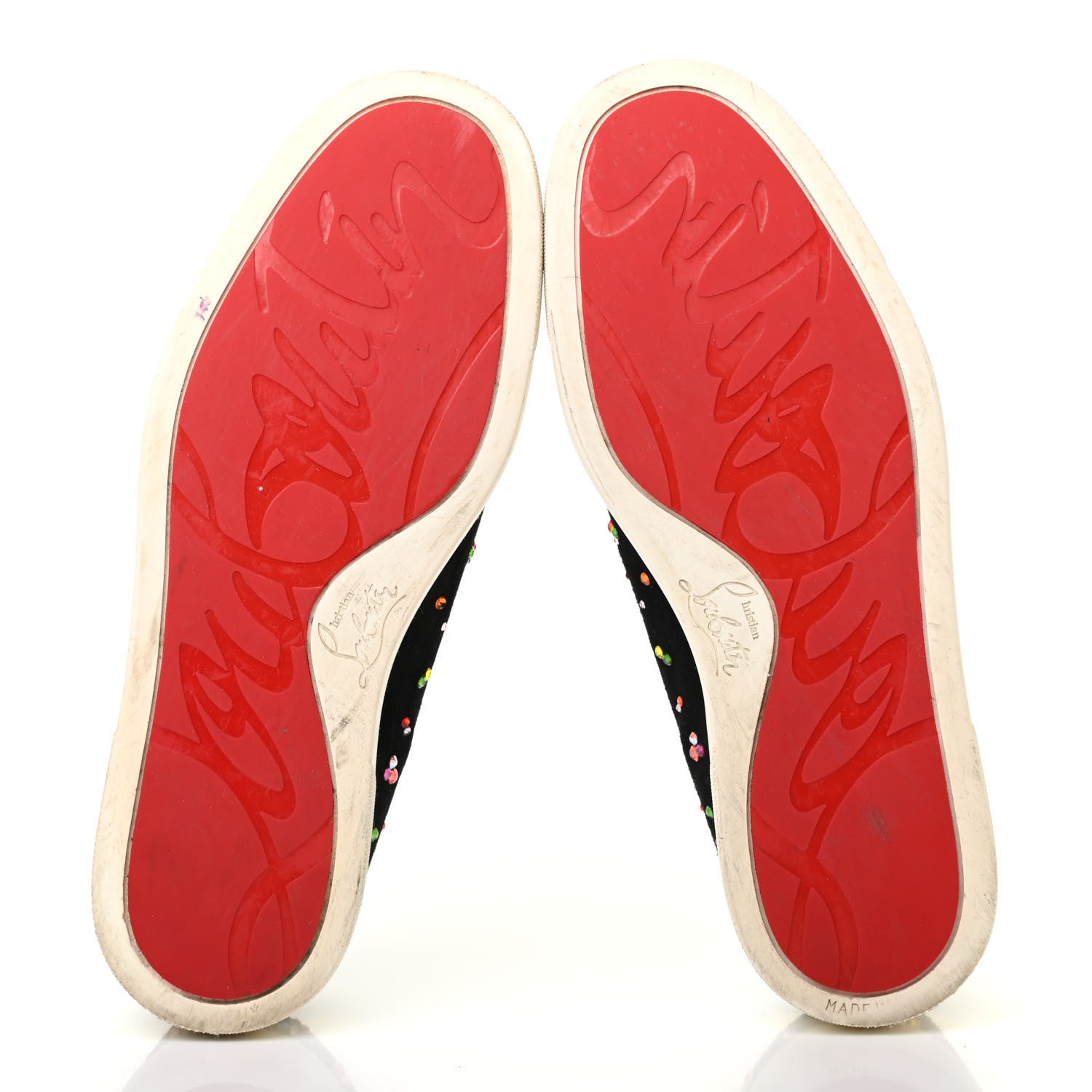 Christian Louboutin Suede Crystal Roller Boat Slip On Sneakers 38 Black 5 of 7