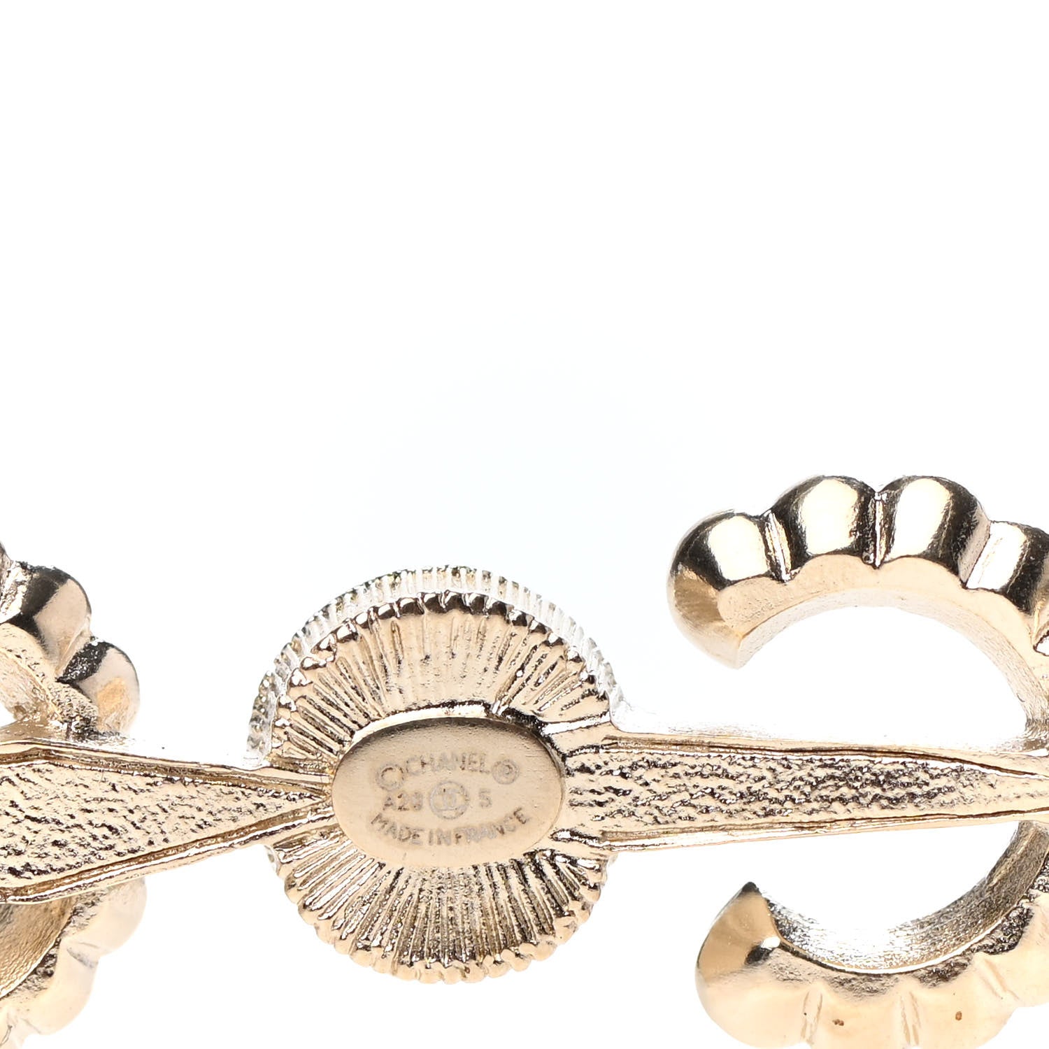Chanel Pearl Crystal Queen of France Brooch Barrette Gold 3 of 4