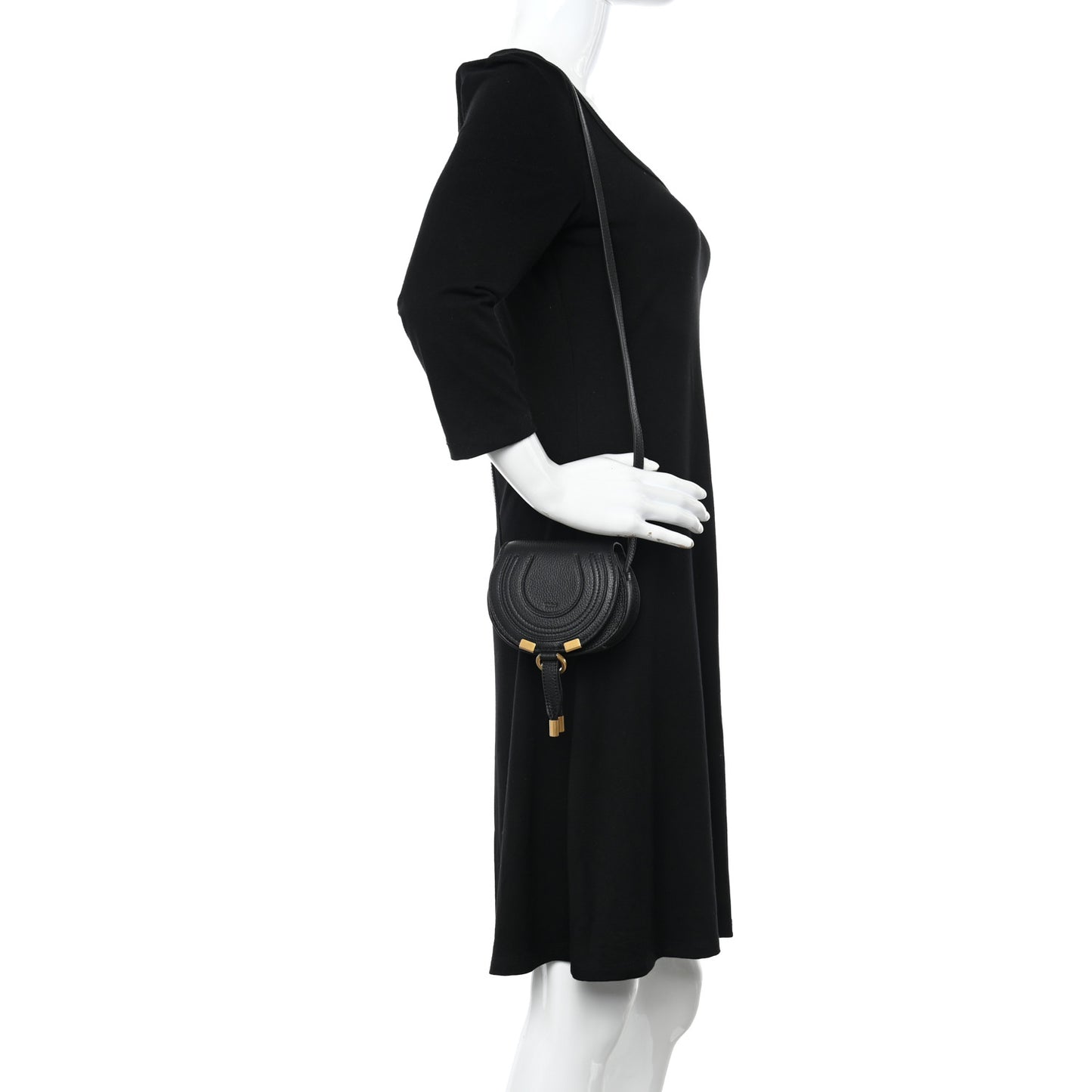 Calfskin Nano Marcie Saddle Bag Black