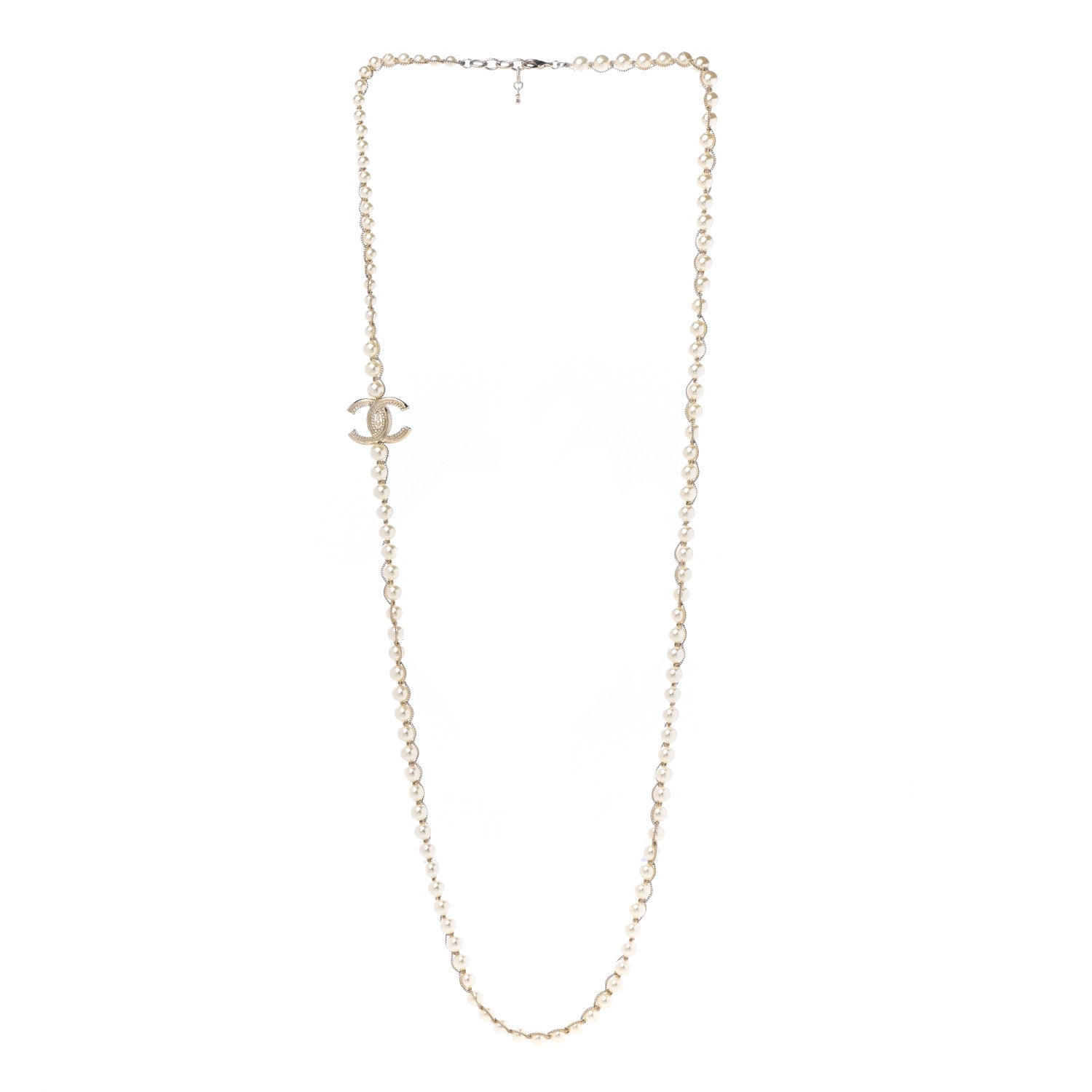 Chanel Graduated Pearl CC Long Necklace Gold 3 of 6