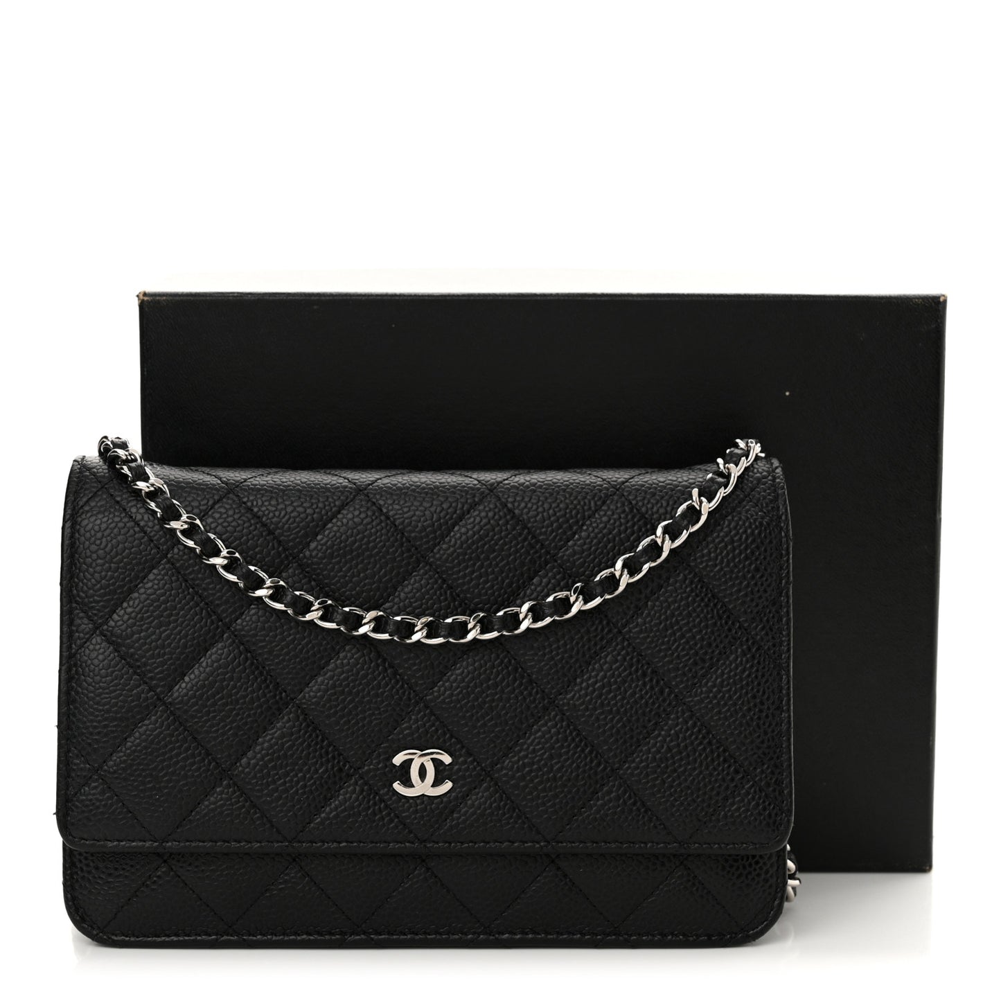 Caviar Quilted Wallet on Chain WOC Black