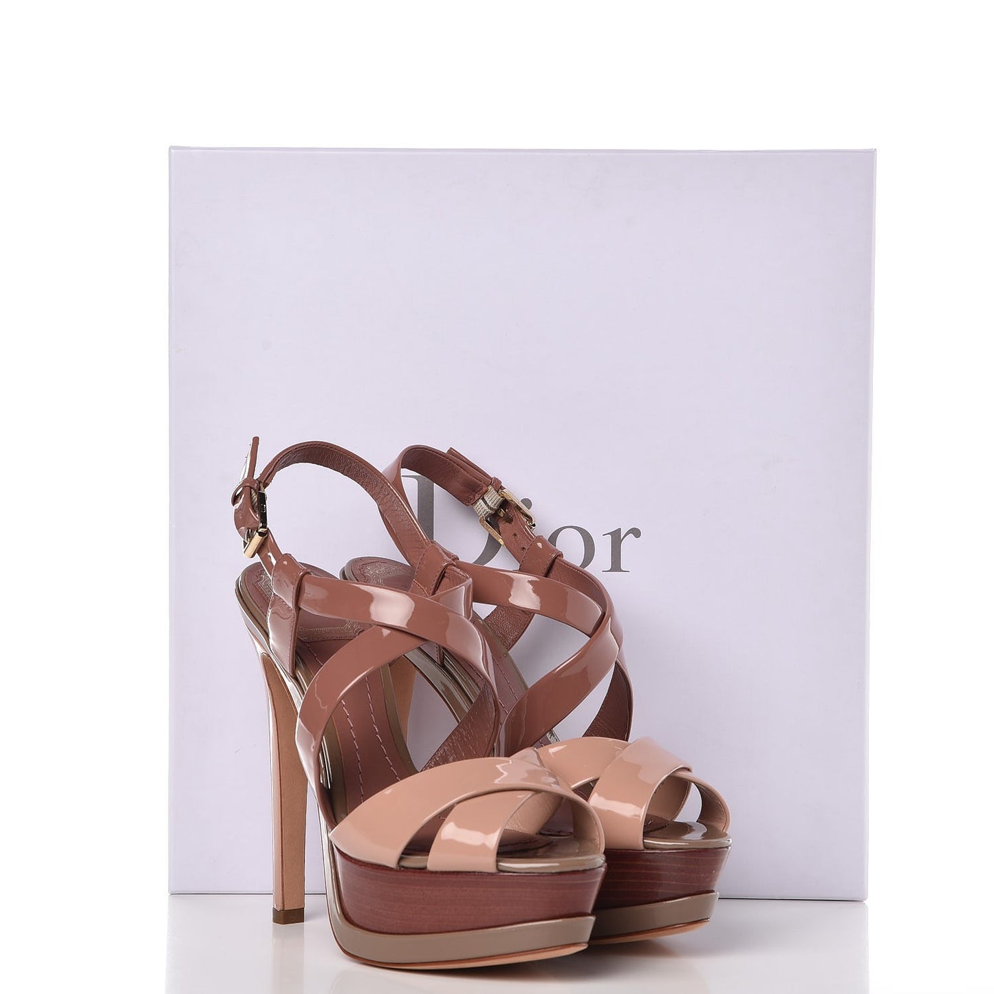 Patent Dior Contrast Platform Sandal 38 Pink