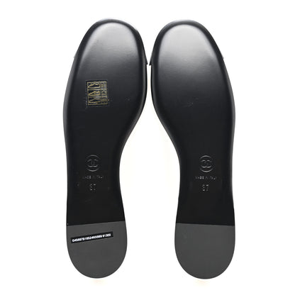 Chanel Lambskin Grosgrain Pearl Mary Jane Flats 37 White Black 5 of 9