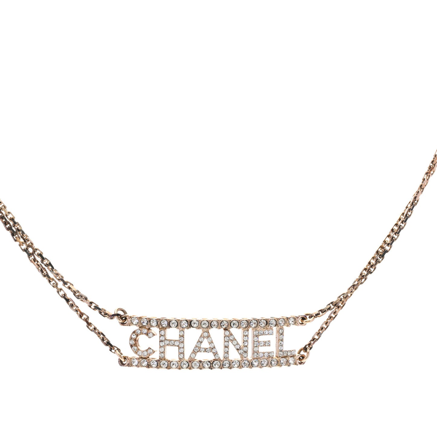 Metal Crystal Logo Choker Necklace Gold