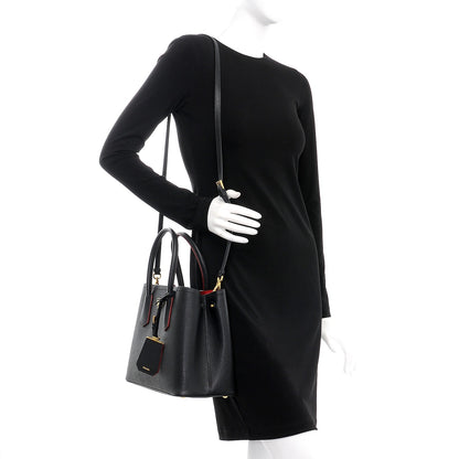 Prada Saffiano Cuir Small Double Bag Black Fuoco 2 of 8