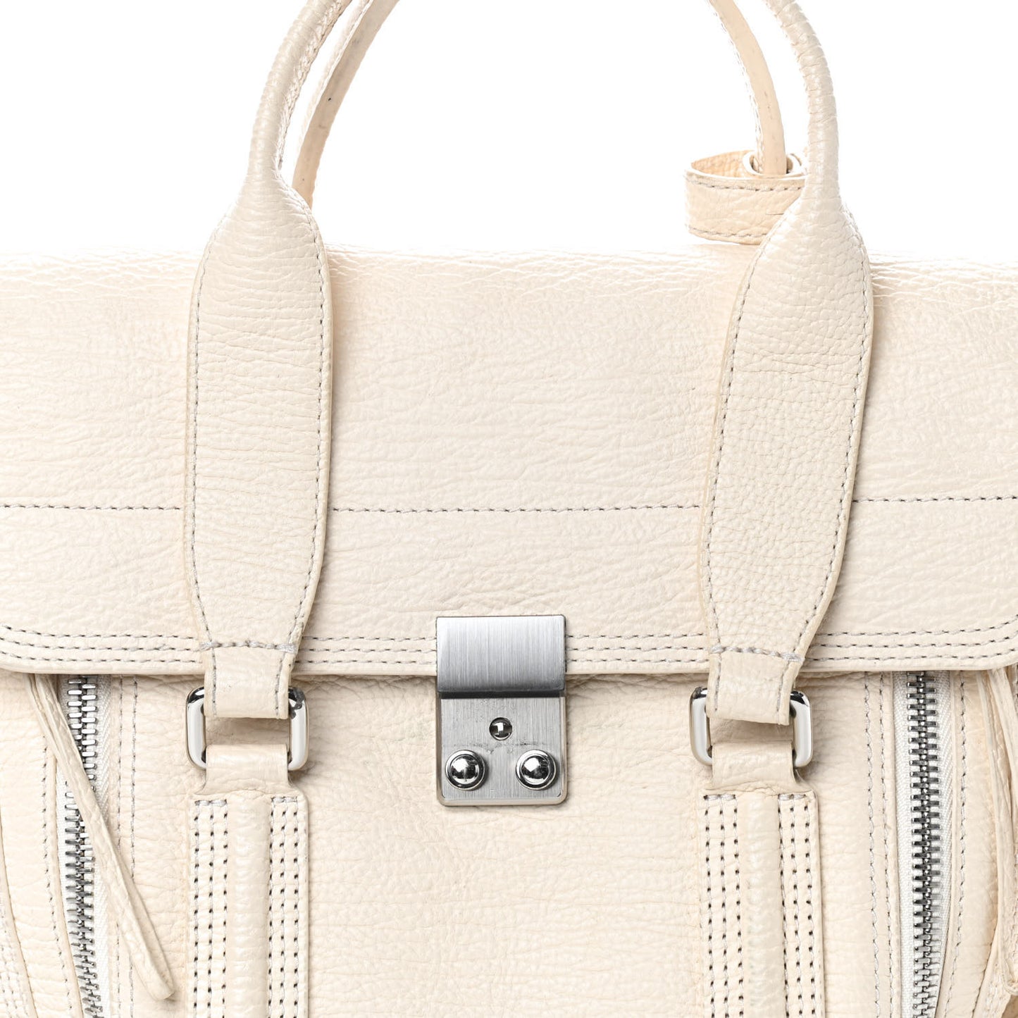 Textured Calfskin Medium Pashli Satchel Milk