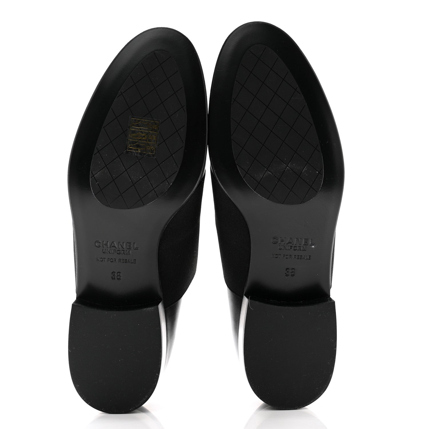 Chanel Calfskin Elastic Lace Up Cap Toe CC Loafers 38 Black 8 of 11