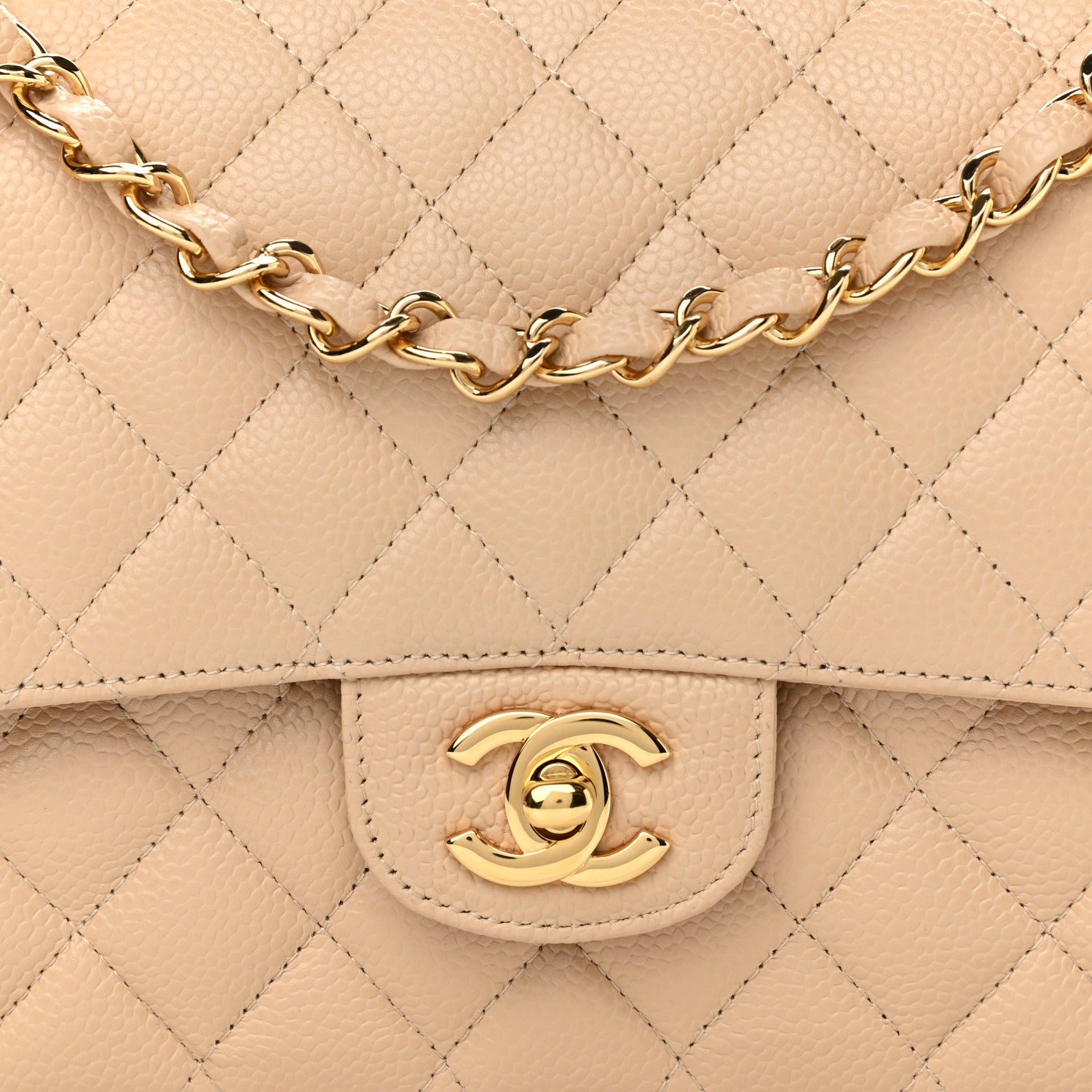 Chanel Caviar Quilted Medium Double Flap Beige Clair 8 of 13