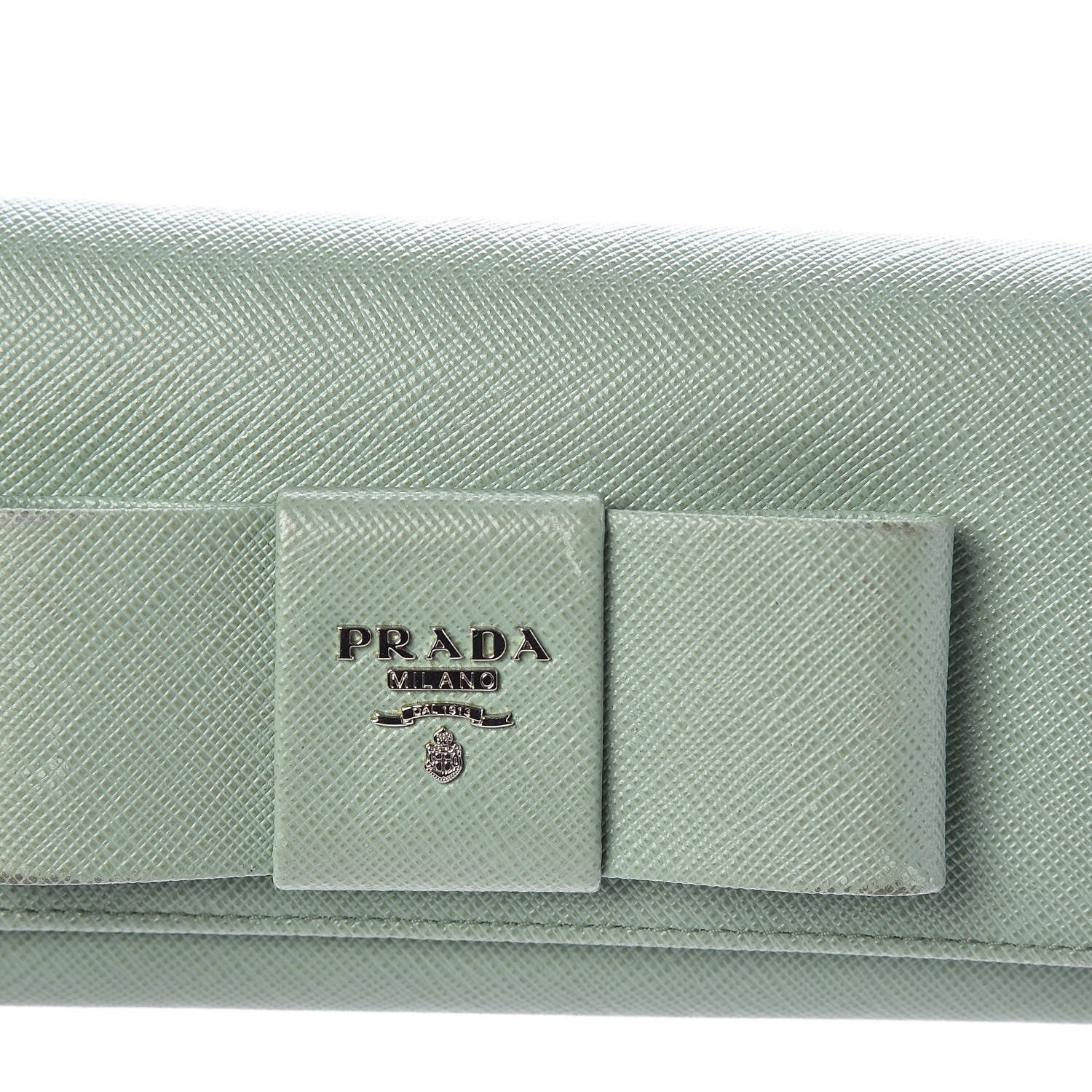 Prada Saffiano Bow Continental Wallet Acquamarina 8 of 17