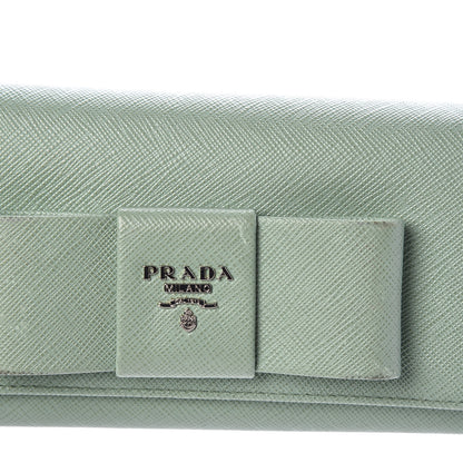 Prada Saffiano Bow Continental Wallet Acquamarina 8 of 17