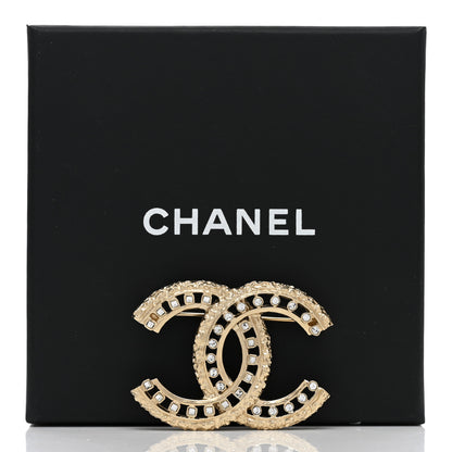 Chanel Metal Crystal CC Brooch Light Gold 5 of 5