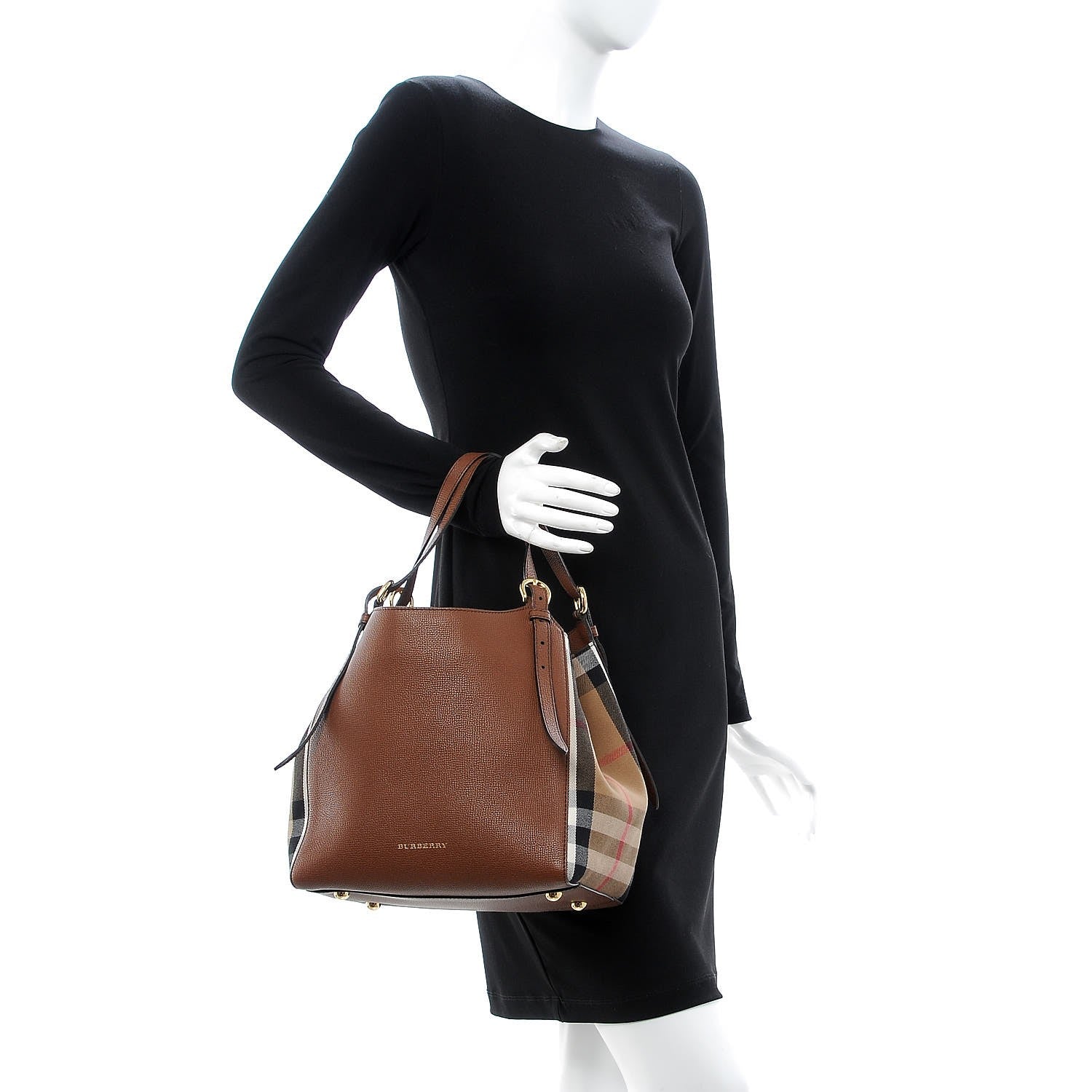 Burberry Grainy Calfskin House Check Small Canterbury Dark Sand 2 of 9