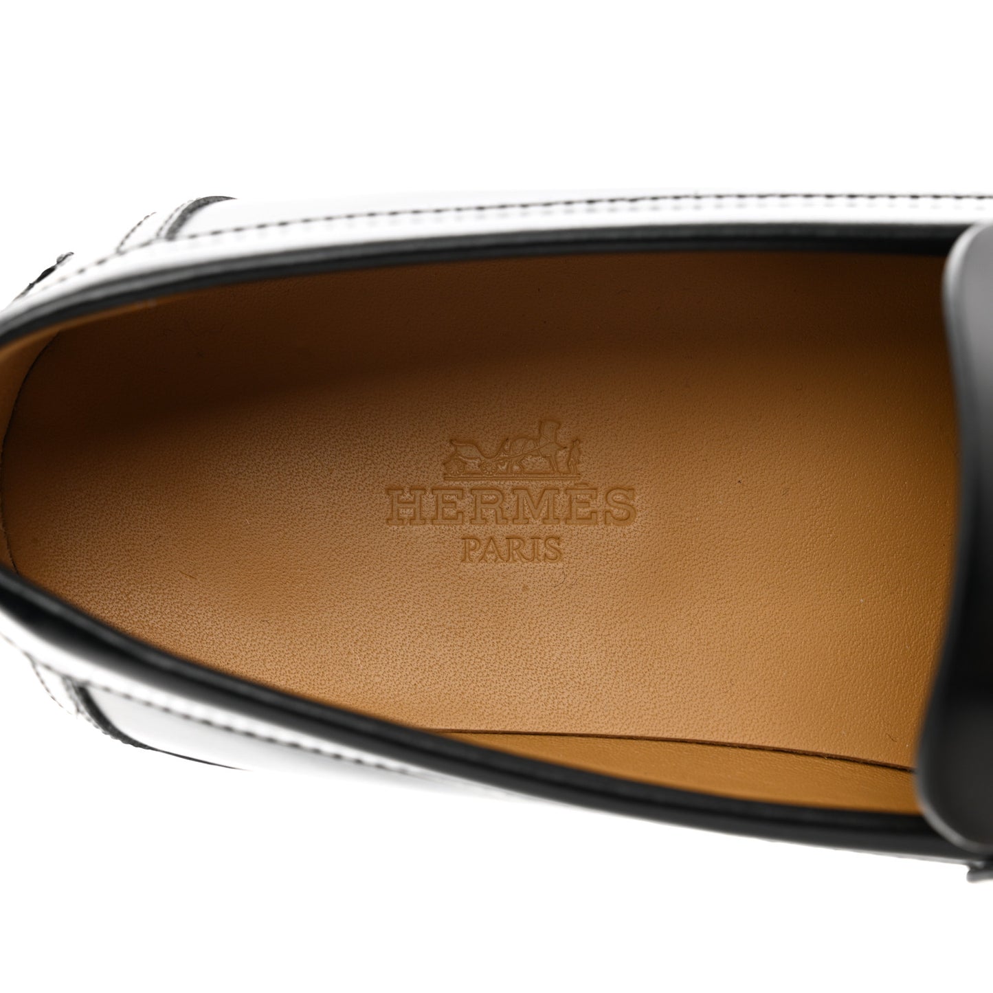 Glazed Calfskin Womens Hour Loafers 36 Black