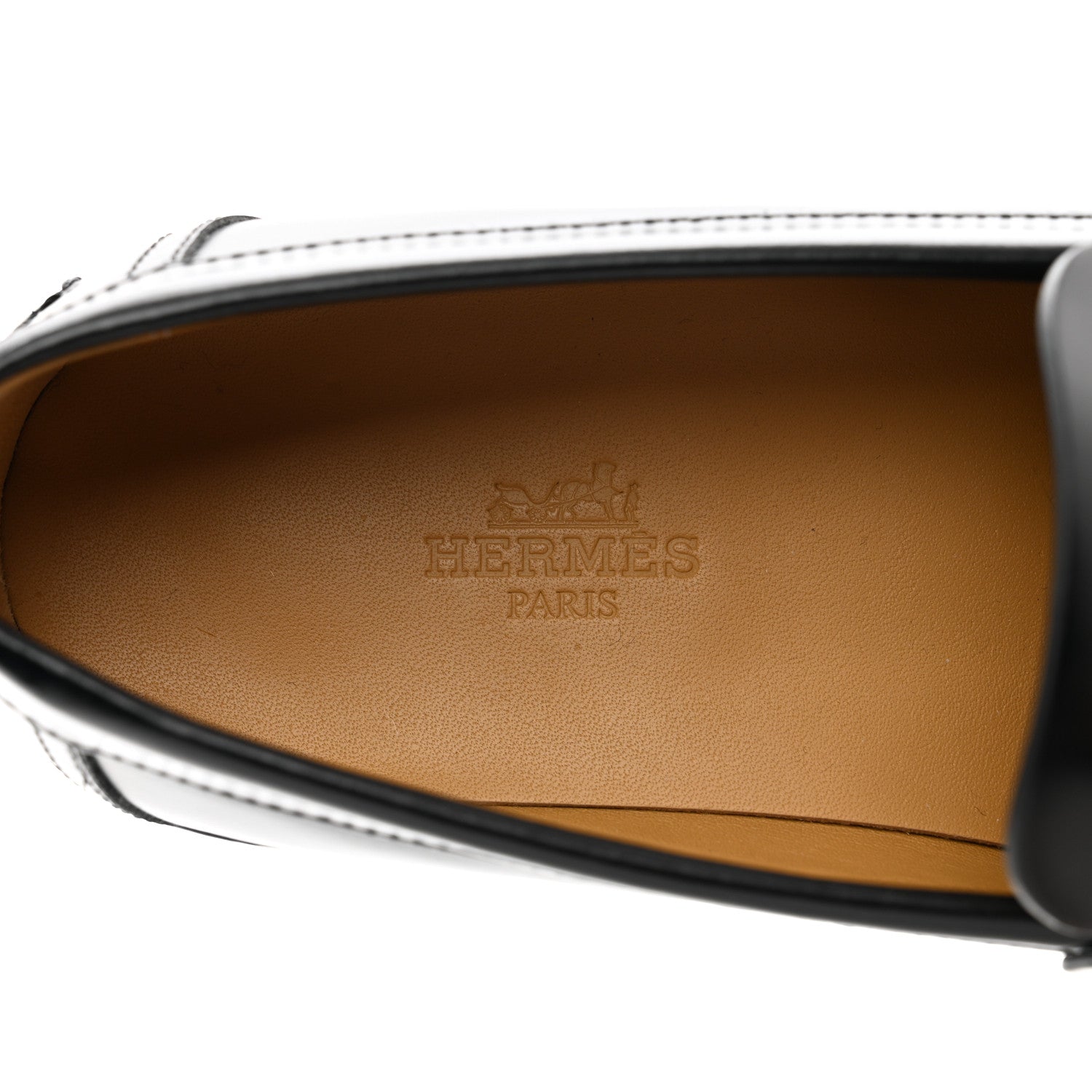 Hermes Glazed Calfskin Womens Hour Loafers 36 Black 7 of 8