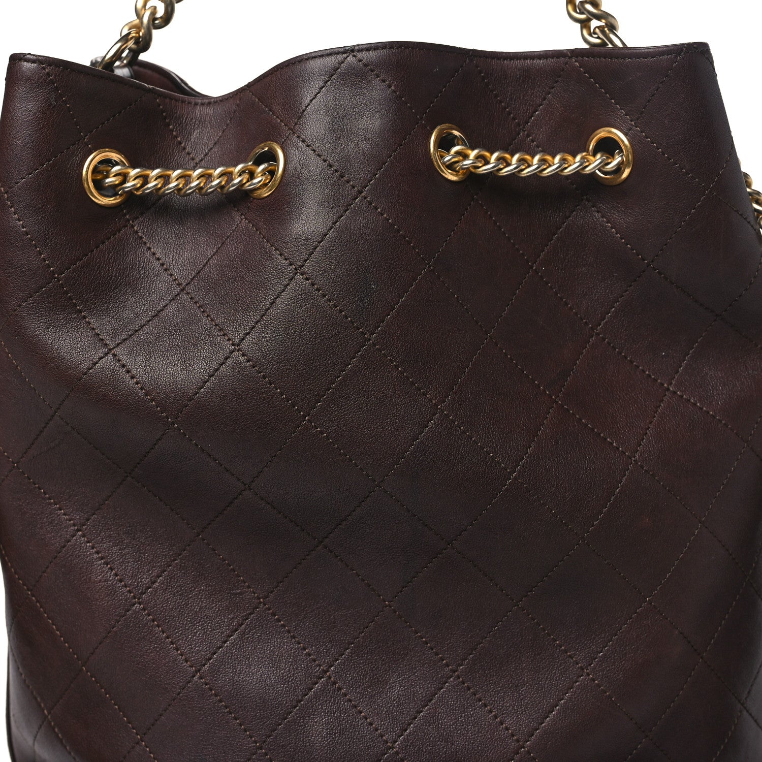 Chanel Calfskin Quilted Small On My Shoulder Drawstring Bag Brown 12 of 12