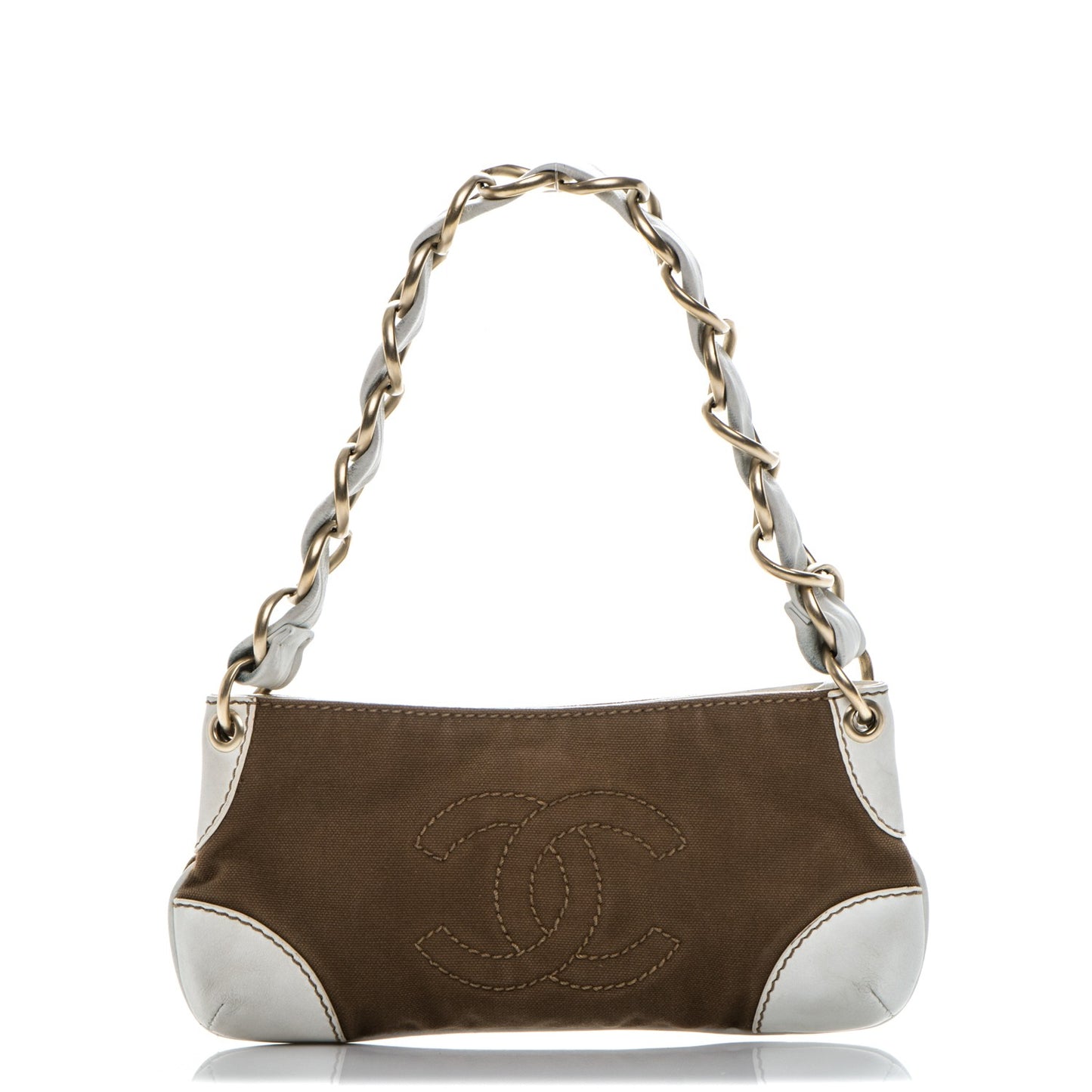 Canvas CC Shoulder Bag Brown White