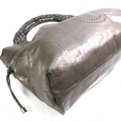 FASHIONPHILE SALVATOREFERRAGAMOLeatherWovenHandleToteMetallic 5 of 10