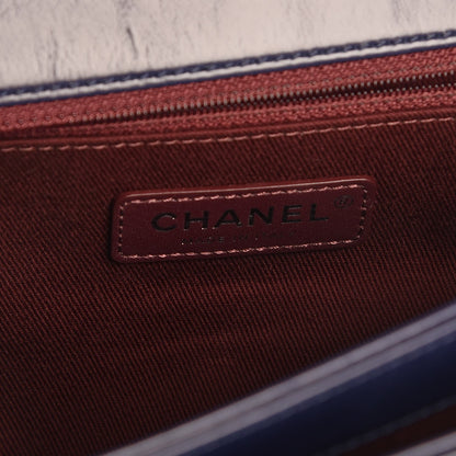 Chanel Glazed Calfskin Quilted Large Perfect Edge Flap Navy 6 of 8