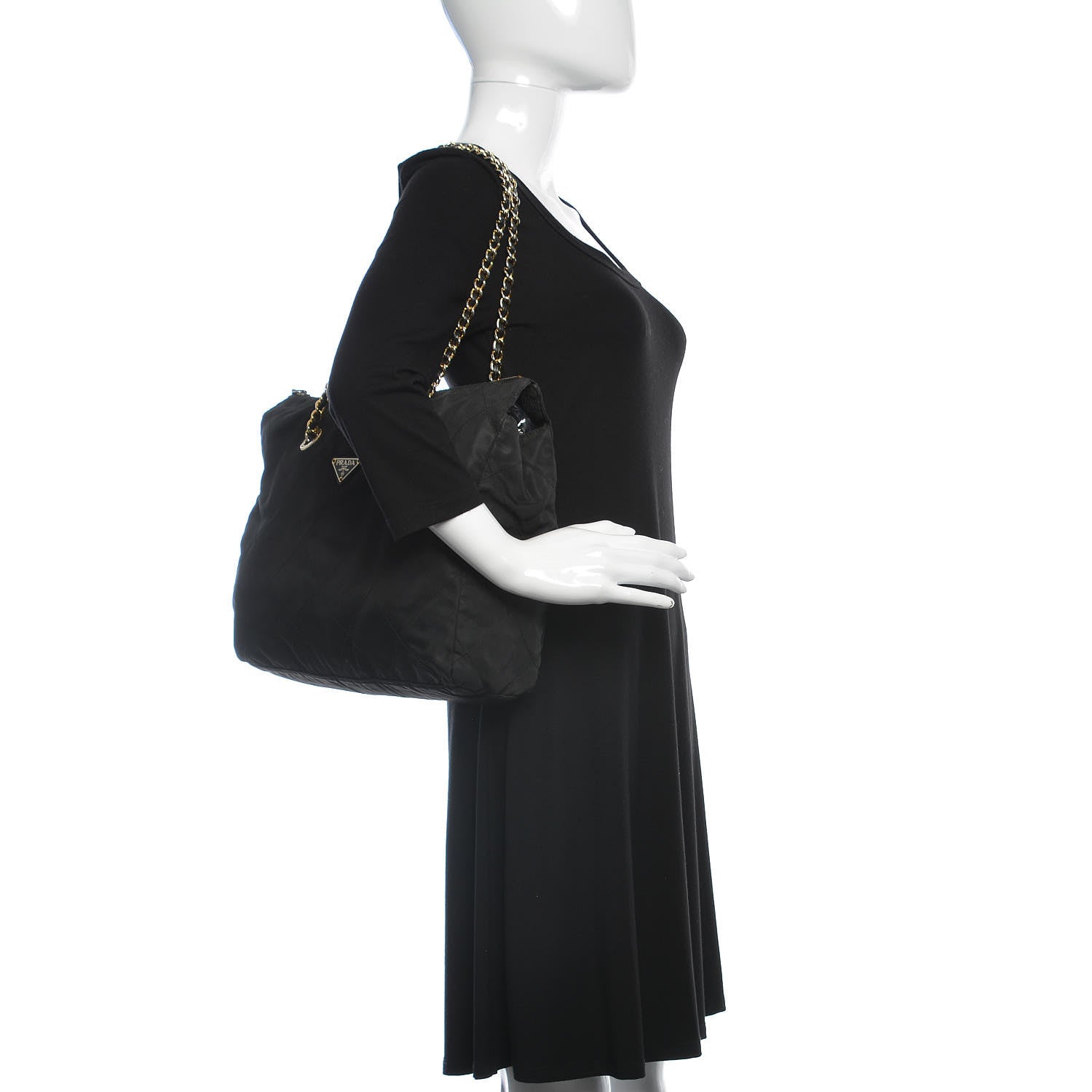 Prada Nylon Tessuto Impuntu Quilted Shoulder Bag Black 2 of 18