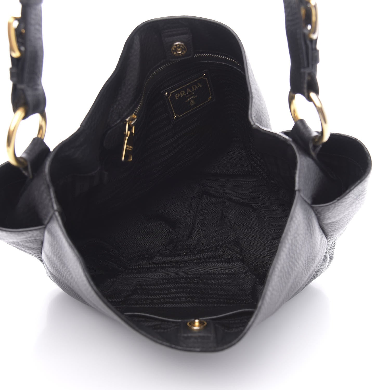 Prada Vitello Daino Side Pocket Hobo Black 5 of 16