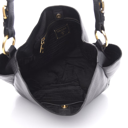 Prada Vitello Daino Side Pocket Hobo Black 5 of 16