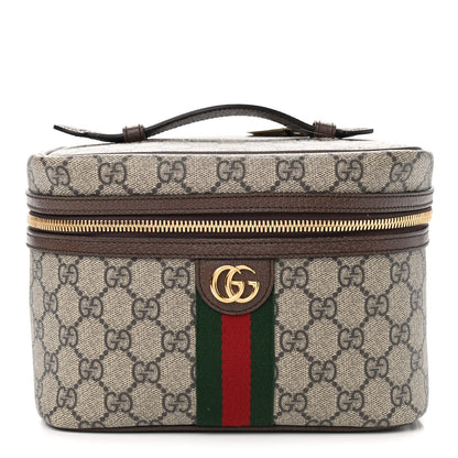 Gucci GG Supreme Monogram Textured Calfskin Web Small Ophidia Vanity Cosmetic Case Beige Ebony New Acero 1 of 10