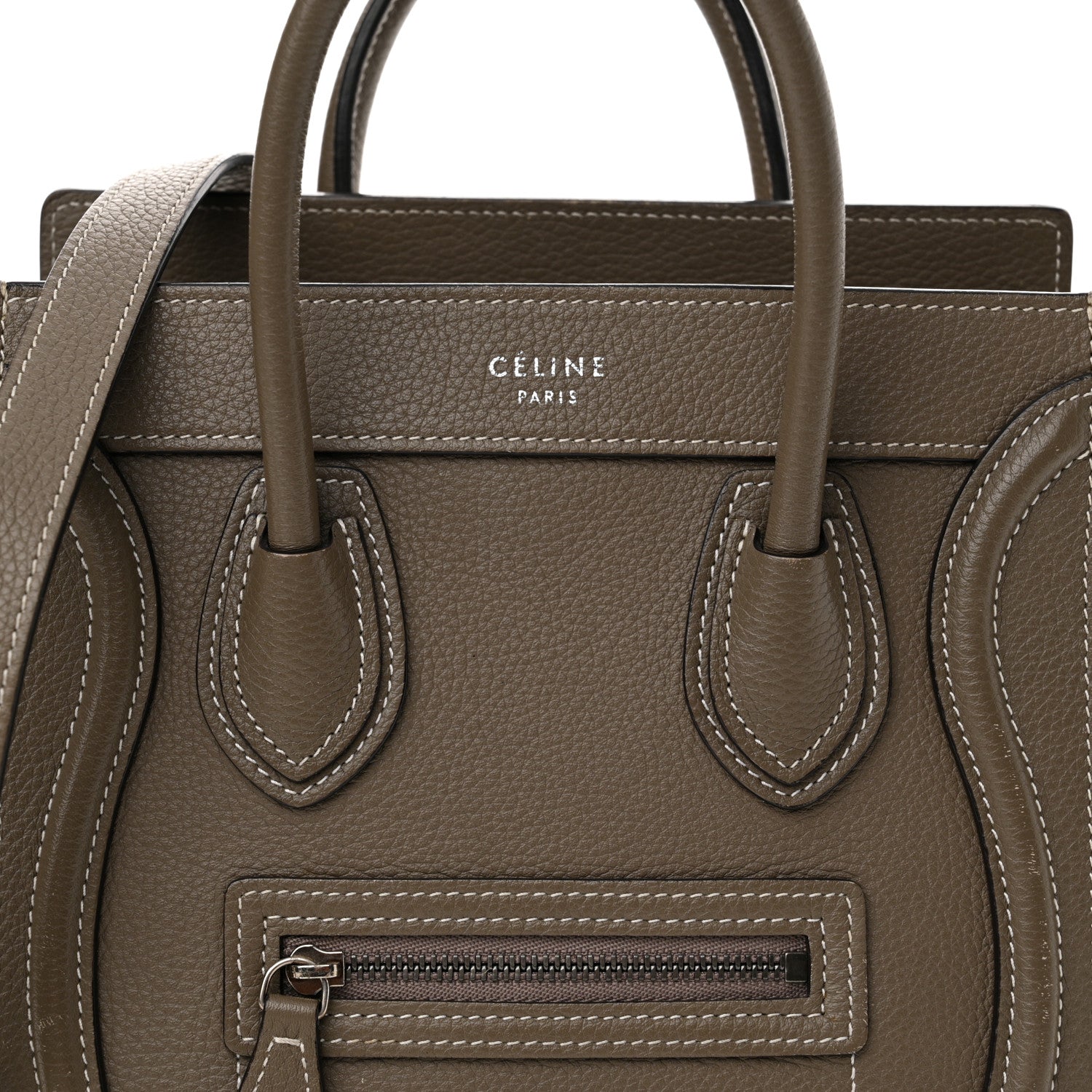 Celine Drummed Calfskin Nano Luggage Souris 9 of 12