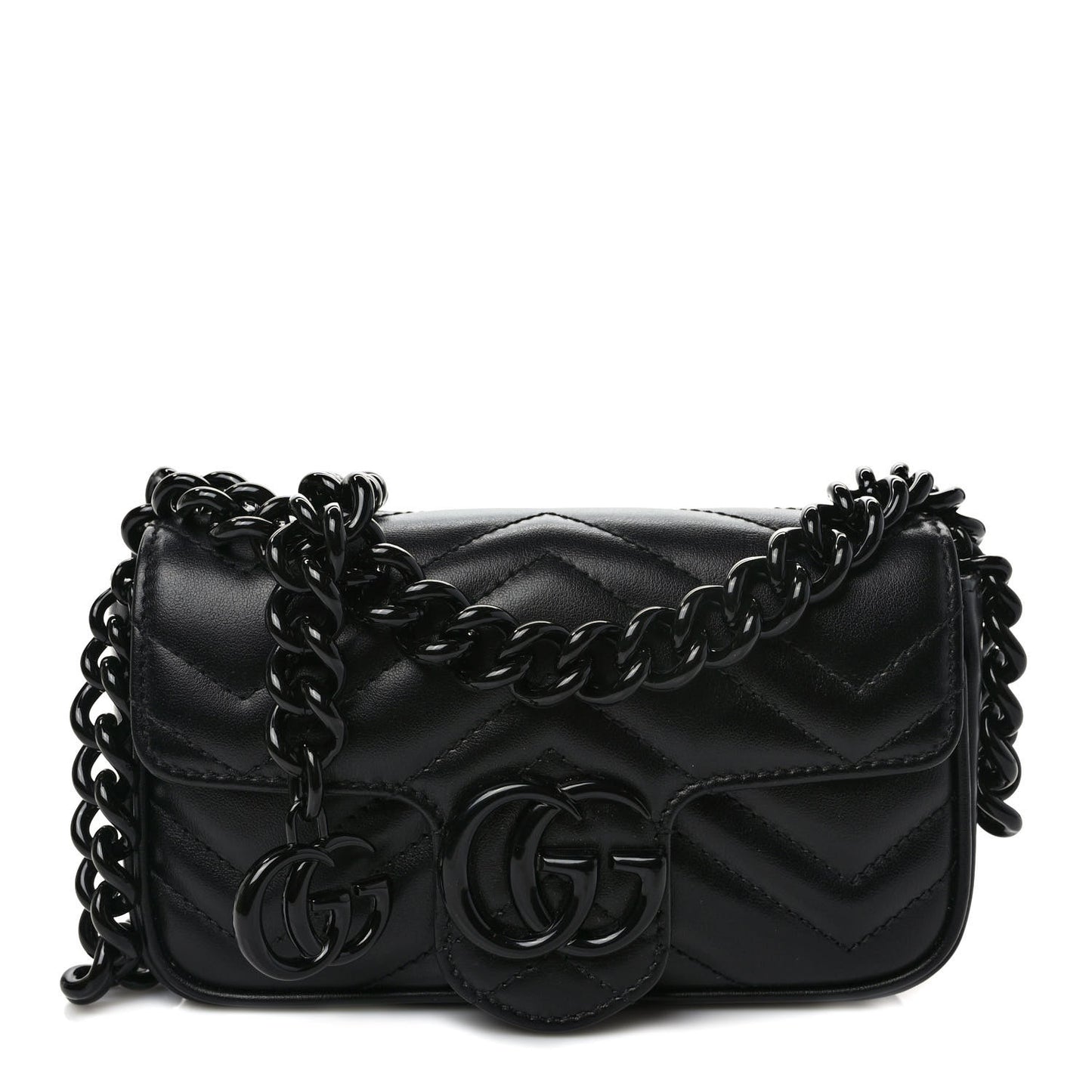 Calfskin Matelasse Monochrome GG Marmont Chain Belt Bag Black