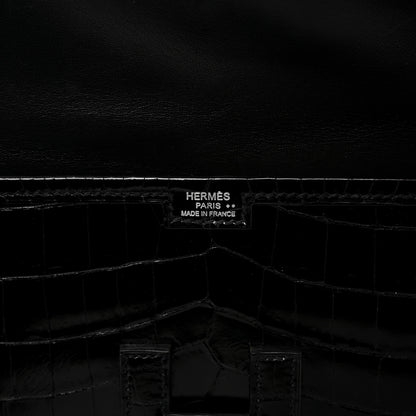 Hermes Shiny Niloticus Crocodile Jige Elan 29 Clutch Black 6 of 9