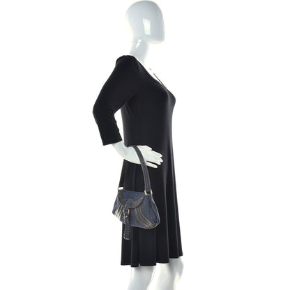 Fendi Denim Spalmati Woven Spy Pouch Bag Blue 2 of 13